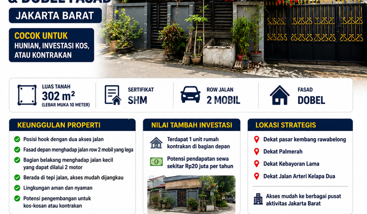 Jual Cepat,Masih Nego! Rumah Siap Huni Lebar 10 Dekat Pasar Kembang Rawabelong Jakbar - foto 1