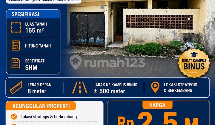 Rumah Hitung Tanah Bentuk Ngantong Dekat Ftl Gym Batusari Kebon Jeruk Jakbar - foto 1
