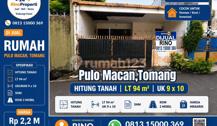 Rumah Hitung Tanah Lebar 9 Dalam Komplek Tomang Jakarta Barat - foto 1