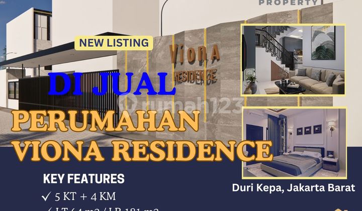 Di Jual Rumah Tinggal Viona Residence 3 Lantai Full Furnished di Jl. Angsana V, Duri Kepa, Kb. Jeruk, Jakarta Barat Harga Market : 5,550 M X X X > Jual Hanya 2,270 M Nego Sampai Jadi !! - foto 1