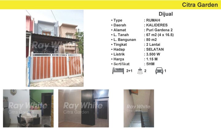 Jual Murah Rumah, 2 Lantai, Puri Gardena2 Jakarta Barat 0057-Jah - foto 1