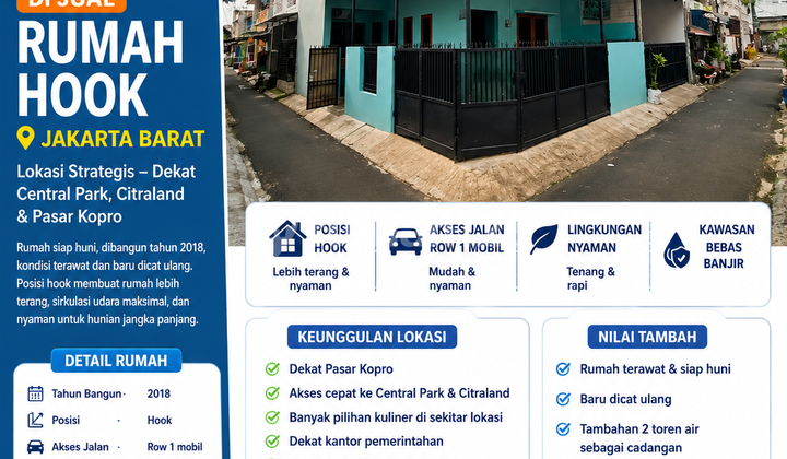 Jual Cepat! Rumah Siap Huni 2,5 Lantai Dekat Pasar Kopro Tanjung Duren Jakarta Barat - foto 1