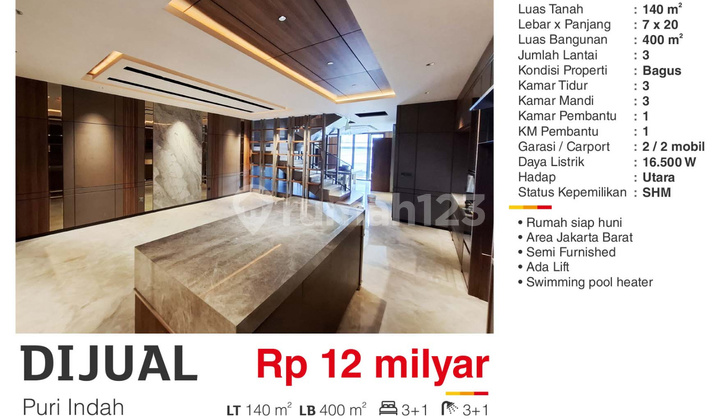 Rumah Mewah Super Cantik di Puri Indah Siap Tinggal - foto 1