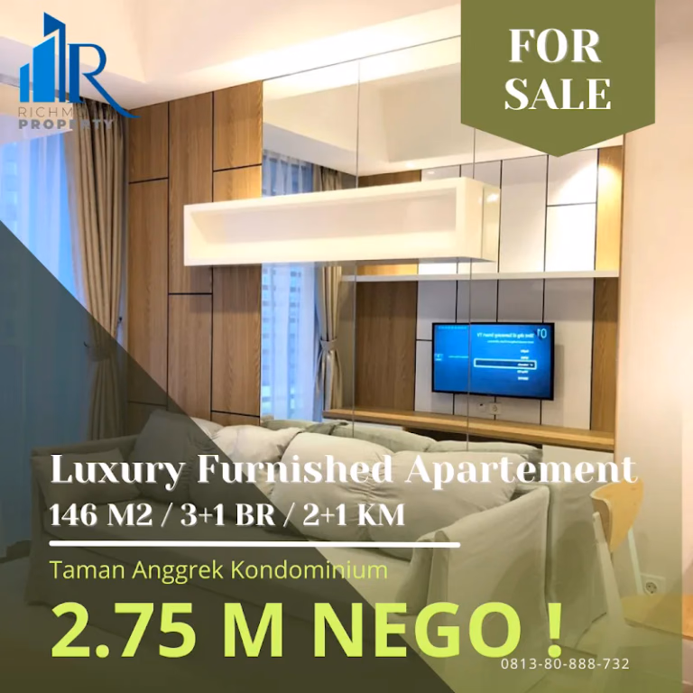 Apartemen Jual 3BR 146m² Lt.30 Taman Anggrek Kondominium - Harga nego! Kesempatan bagus untuk unit besar di l #tak-13
