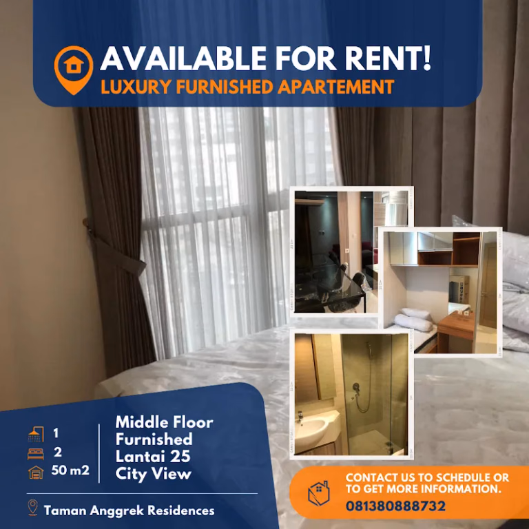 Apartemen Sewa 2BR 50m² Lt.15 Taman Anggrek Residences - 2 kamar tidur di lantai 15 — harga sewa kompetitif #tar-14