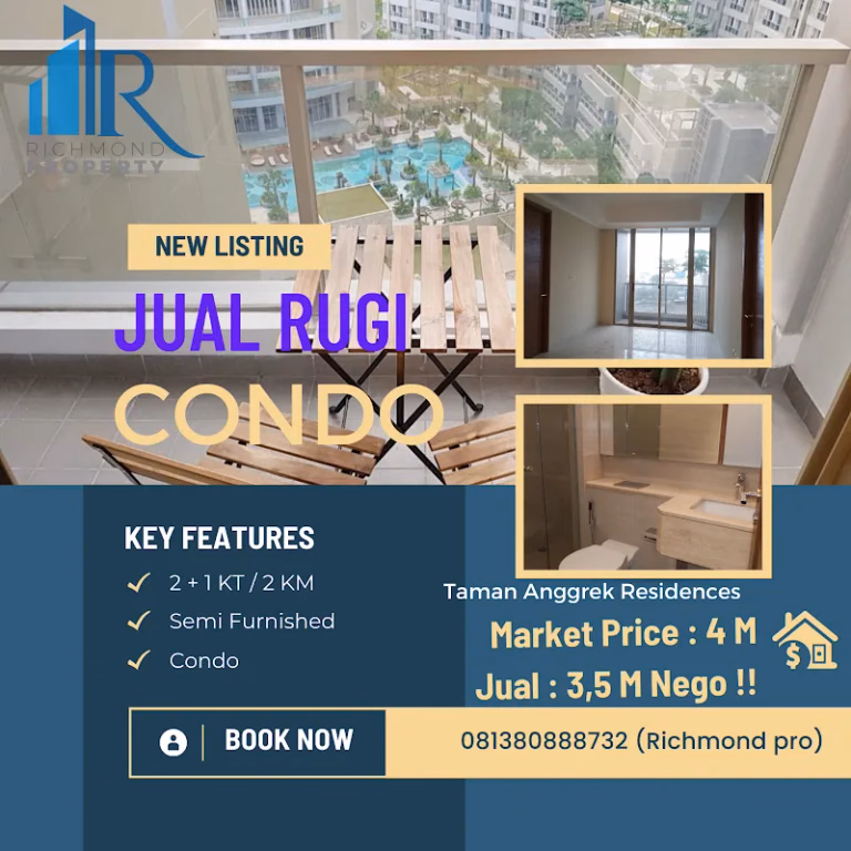 Apartemen Jual 2BR 99m² Lt.15 Taman Anggrek Residences - Residences modern di lantai 15 — lokasi strategis #tar-2