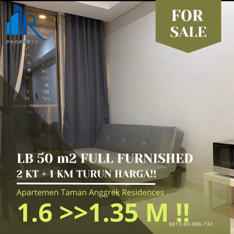 Apartemen Jual 2BR 50m² Lt.26 Taman Anggrek Residences - 2 kamar tidur di lantai 26 — harga terbaik di Towe #tar-33
