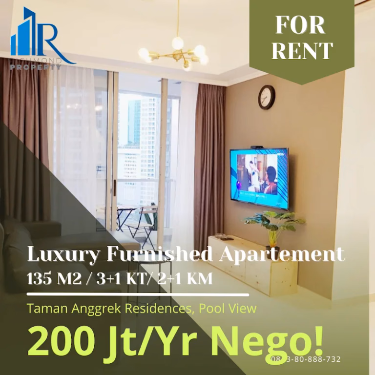 Apartemen Sewa 2BR 99m² Lt.11 Taman Anggrek Residences - Furnished mewah — siap untuk Anda yang menginginka #tar-11