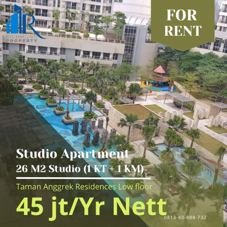 Apartemen Sewa Studio 26m² Lt.5 Taman Anggrek Residences - Studio cozy mulai 45 juta/tahun — perfect untuk ma #tar-30