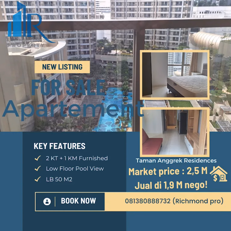 Apartemen Jual/Sewa 2BR 50m² Lt.12 Taman Anggrek Residences - Bisa jual atau sewa — fleksibel untuk investasi An #tar-12