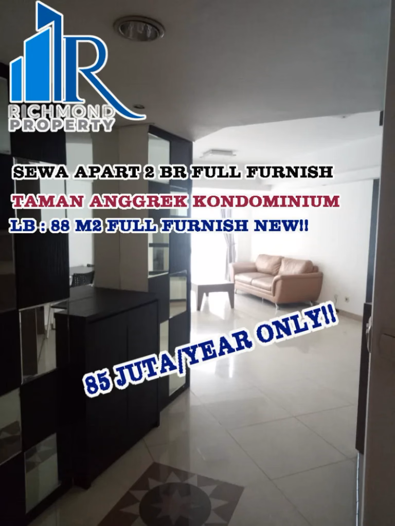 Apartemen Sewa 2BR 88m² Lt.39 Taman Anggrek Kondominium - View kota dari lantai 39, fully furnished — tingga #tak-1