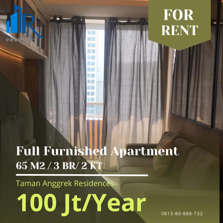 Apartemen Jual/Sewa 3BR 65m² Lt.15 Taman Anggrek Residences - 3 kamar tidur — bisa beli atau sewa, pilihan fleks #tar-37