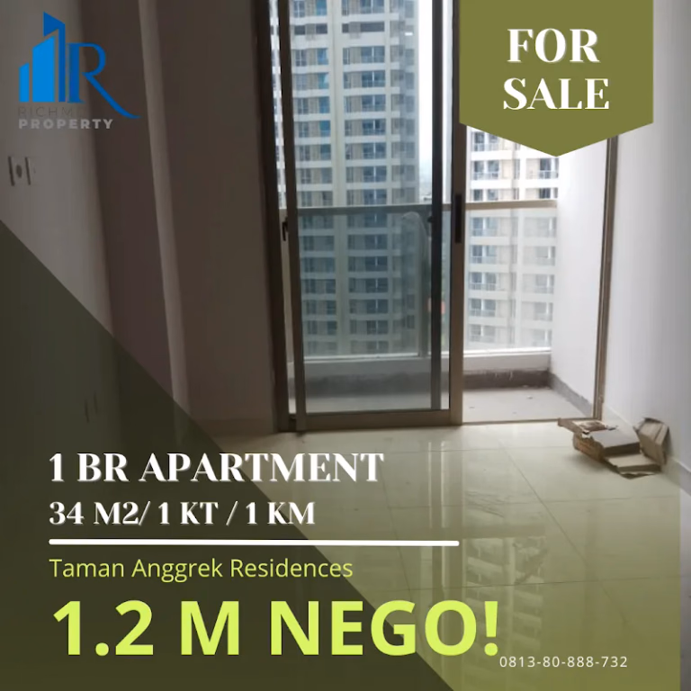 Apartemen Jual 1BR 38m² Lt.17 Taman Anggrek Residences - Unit 1 kamar tidur — entry point ideal untuk inves #tar-38